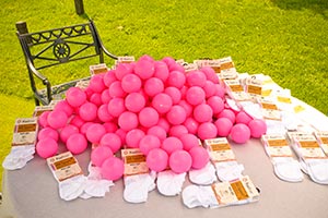 pink balls and golf socks on table