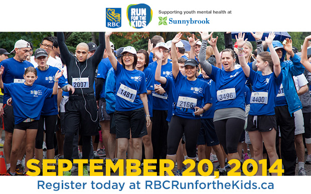 Register today for RBC Run for the Kids. September 20, 2014.