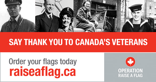 Say Thank You To Canada's Veterans. Order Your Flags Today :  http://raiseaflag.ca