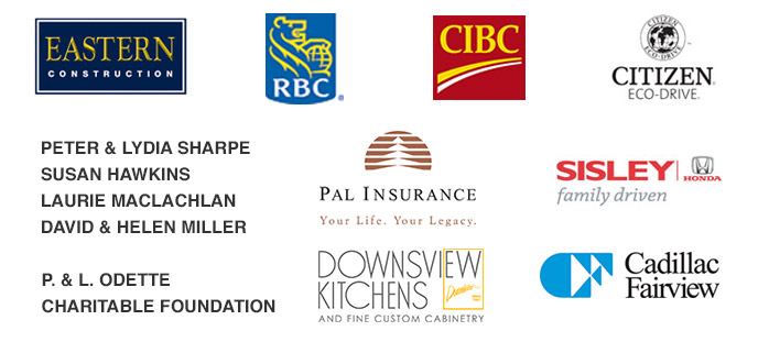 2015 Silver sponsors, Eastern construction, Sisley for Honda, PalInsurance, Peter & Lydia Sharpe, RBC Royal Bank, Citizen, Cadillac Fairview, Susan Hawkins, Laurie Maclachlan, CIBC, P & L CHARITABLE FOUNDATION, Downsview kitchens, David & Helen Miller 