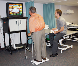 Sebastiano pictured playing Wii with Jack Fraser, Physiotherapist Assistant