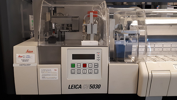 The Leica CV5030 fully automated glass coverslipper.