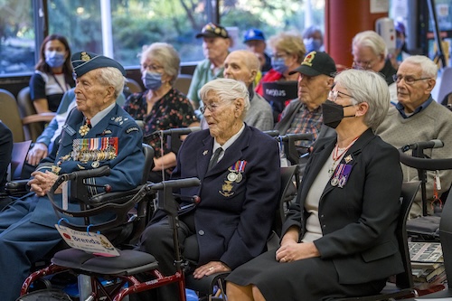 Veteran's gathered at a remembrance day ceremony 