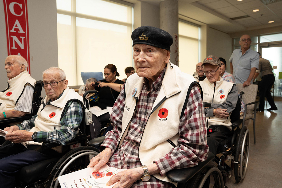 Several veterans wearing Sunnybrook branded white vest