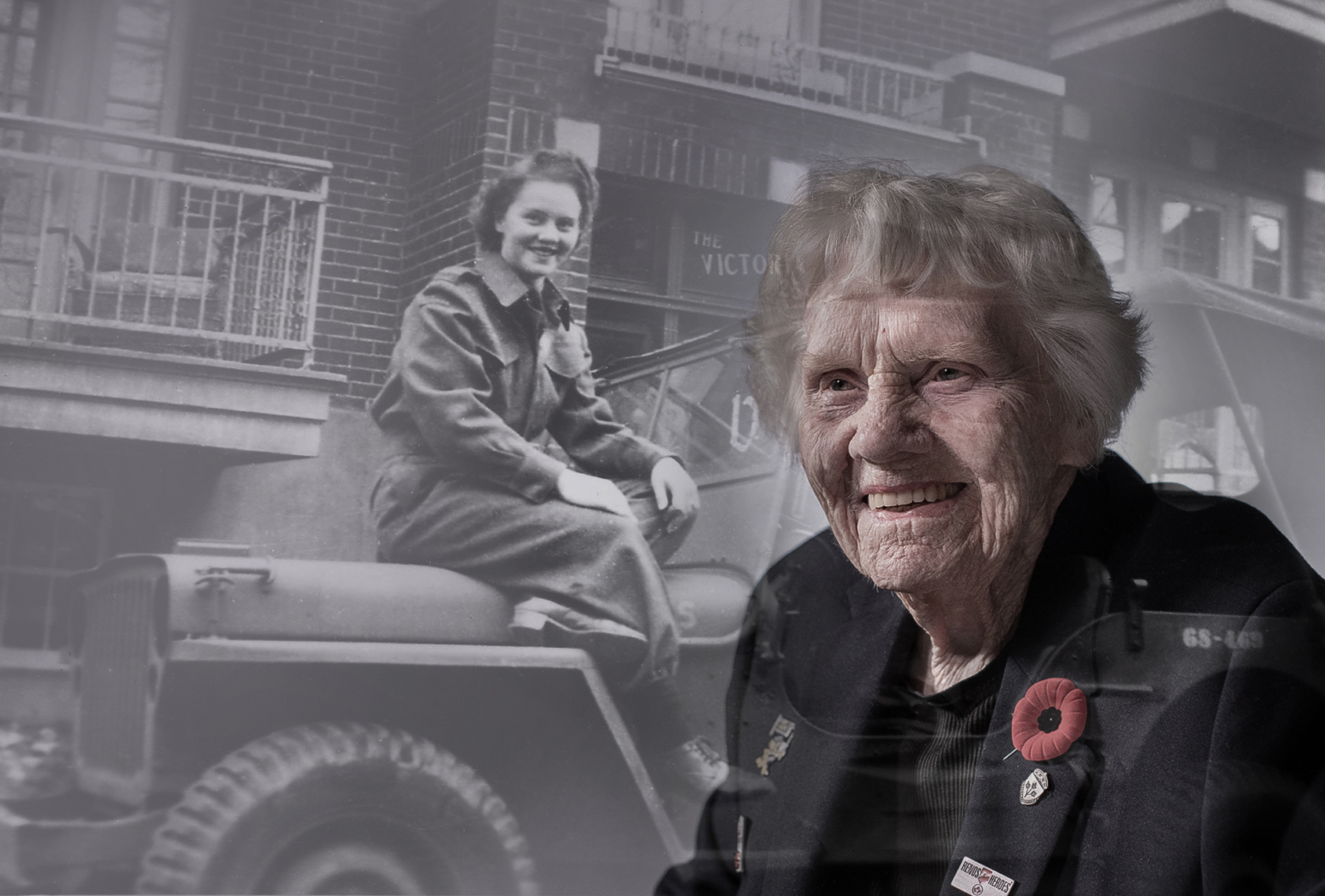Mary Jarvis, pictured now and and back when she was in the war