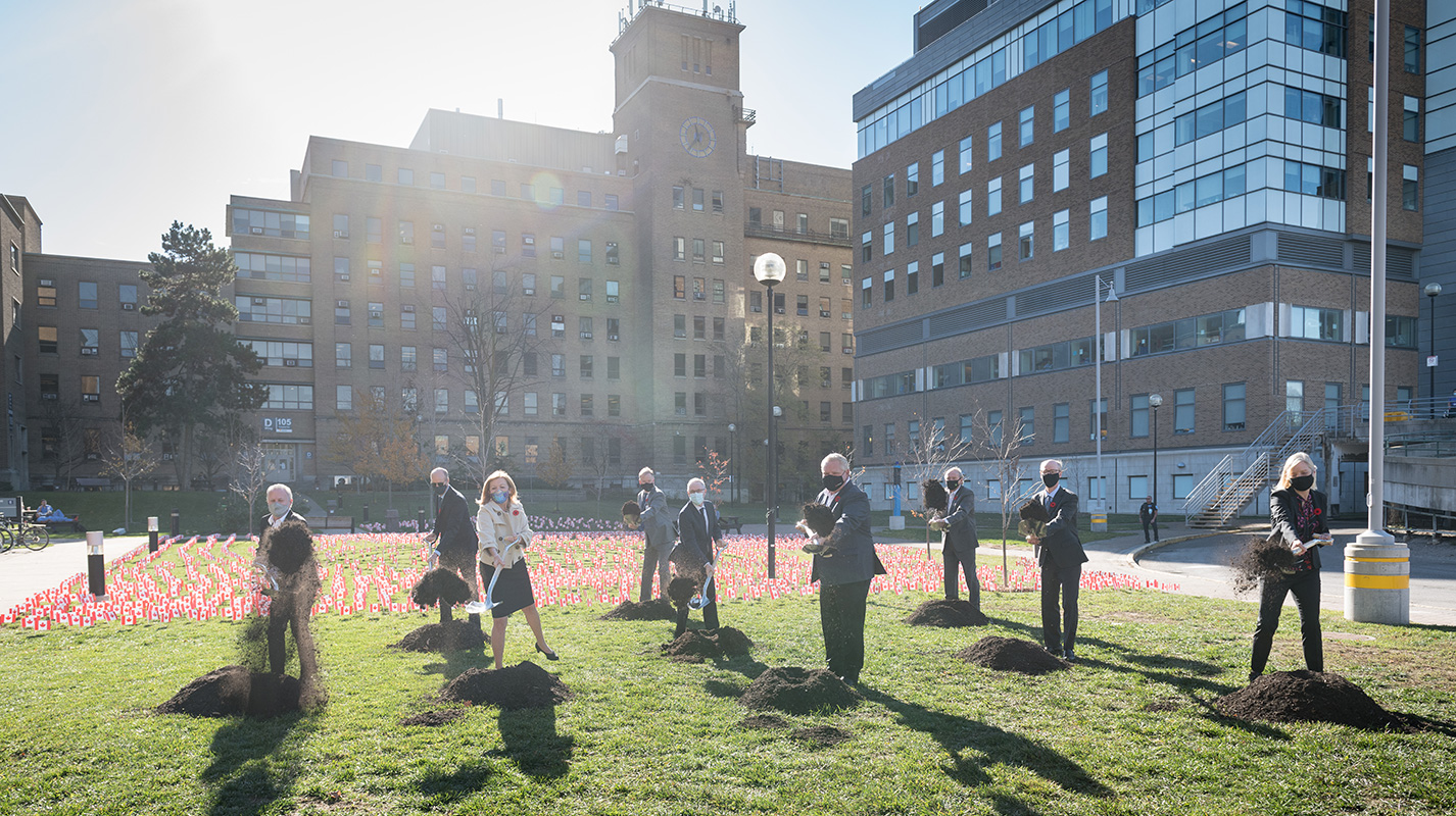 Government officials joined Sunnybrook leadership and lead donors for a ceremonial turning of the ground.