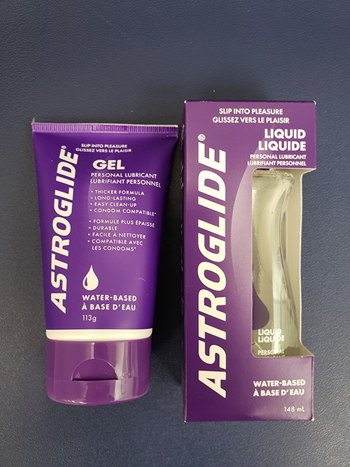 Astroglide gel and personal lubricant.