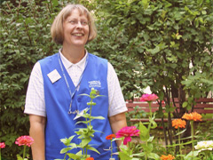One of our volunteers in the Geriatric Day Hospital garden